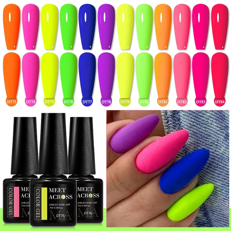 12-delige nagelgellakset voor alle seizoenen fluorescerende nagelkunst DIY Vernis semi-permanente HEMA-vrije UV/LED-schildergel manicurekits