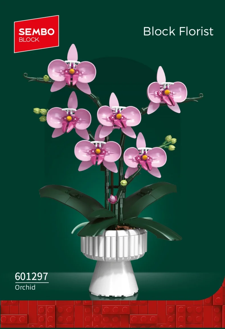 SEMBO Ewiger Blumenstrauß Bausatz MOC Rosen-Modell Bausteine Spielzeug Vase Heimdekoration Geburtstags-/Festtagsgeschenke – Detail 1