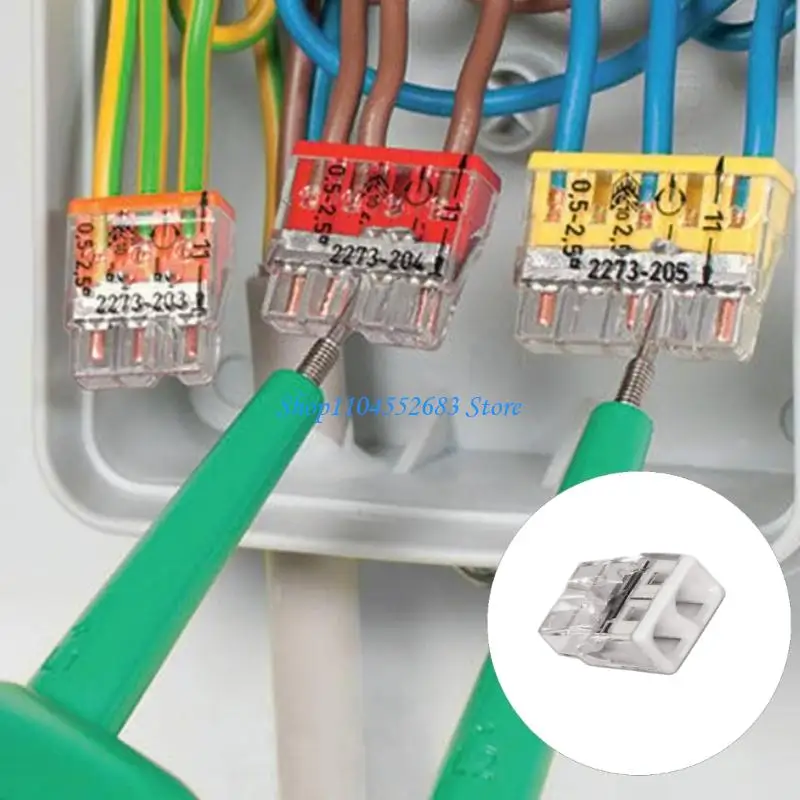 Plastic Push In Wire Connector Quick Installation Wiring Connection Terminals for Residential And Commercial Use 