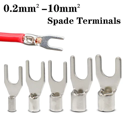 Imagen 1 del producto 50 Uds terminales de engarzado de horquilla de cobre puro terminales de pala no aislados DSN/SNB0.5/1,25/3,5/5/8-3/4/5/6/8 conectores de Cable