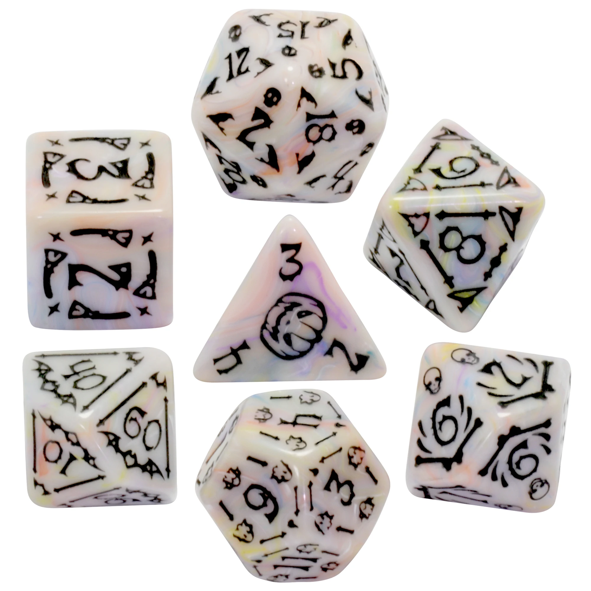 DND Dice Set 7pcs D4-D20 Polyhedral Dice with Festival Atmosphere for Role Play Game, Perfect Gift for DND Player in Halloween