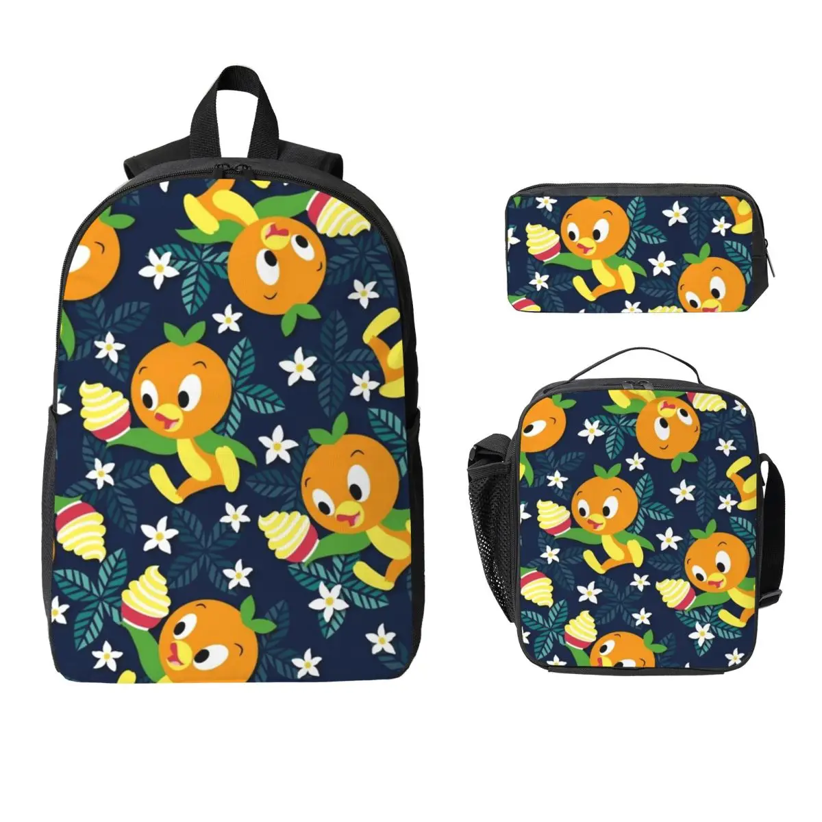 

Orange Bird Backpack Student Boys Girls BookBag School Bag Laptop Shoulder Bags 3ps Insulated Lunch Bag Pencil Case