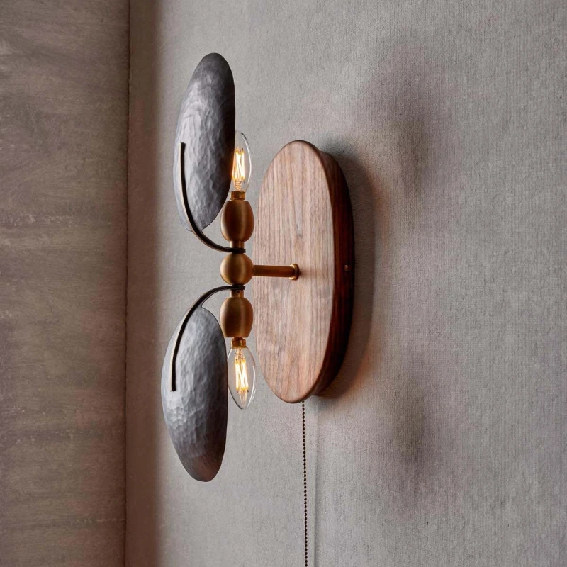 

Simple, elegant and warm American retro chandelier Bedroom bedside with pull wire switch Background wall lamp Medieval wall lamp