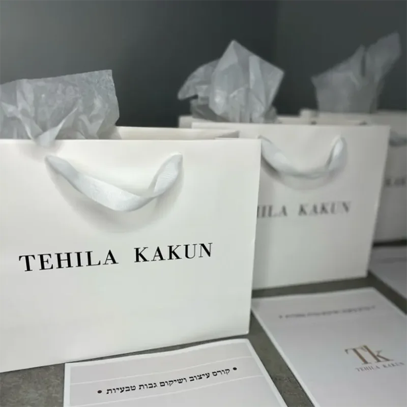 10Pcs Customized Logo Paper Bag  Eco-Friendly Jewelry Small Business Bag High Quality Clothes Wig Package Shopping Bag Wedding