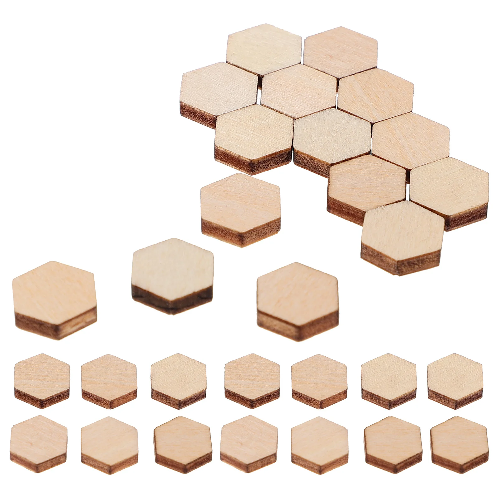 

200pc 10Mm Wood Slice Ornaments Wooden Shapes For Diy Crafts Beech Hexagonal Pieces Decorations Wedding Birthday Christmas
