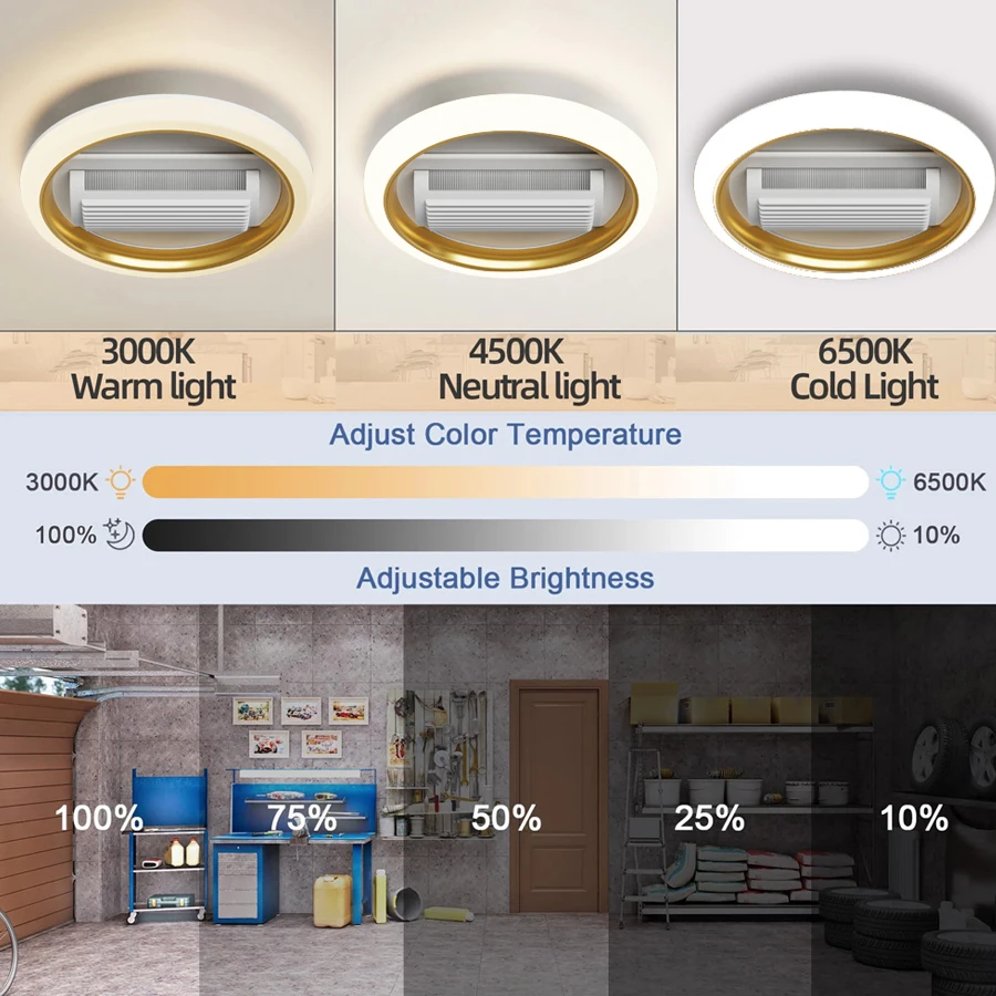 48CM LED Ceiling Fan Light Remote Control With Infinite Dimming 6 Levels Of Wind Speed ​​Living Room Bedroom Chandelier Fan