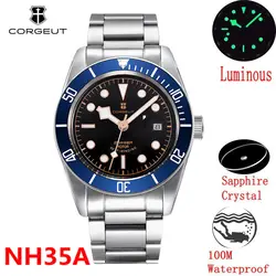 41MM Corgeut Men Mechanical Wristwatch Luxury nh35 Automatic Watches 100m waterproof Sapphire Glass Watch for Men Luminous Reloj
