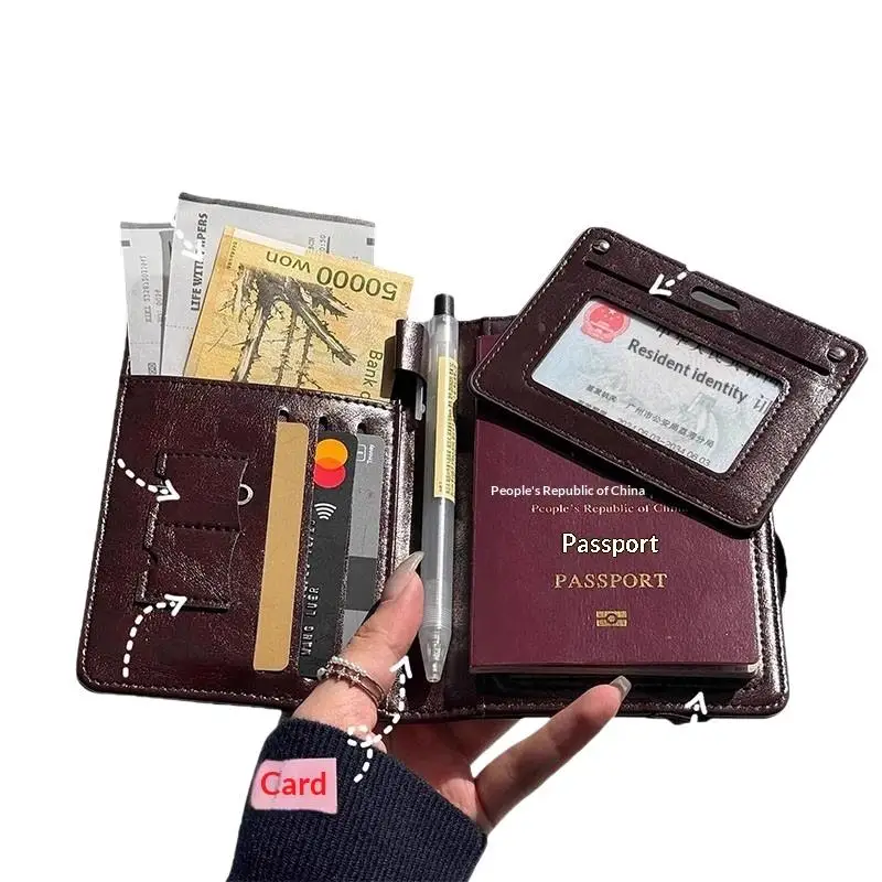 Neue Retro-Leder-Kartenhülle, Reisepass-Etui, Brieftasche, Reisezubehör für Damen und Herren – Detail 6
