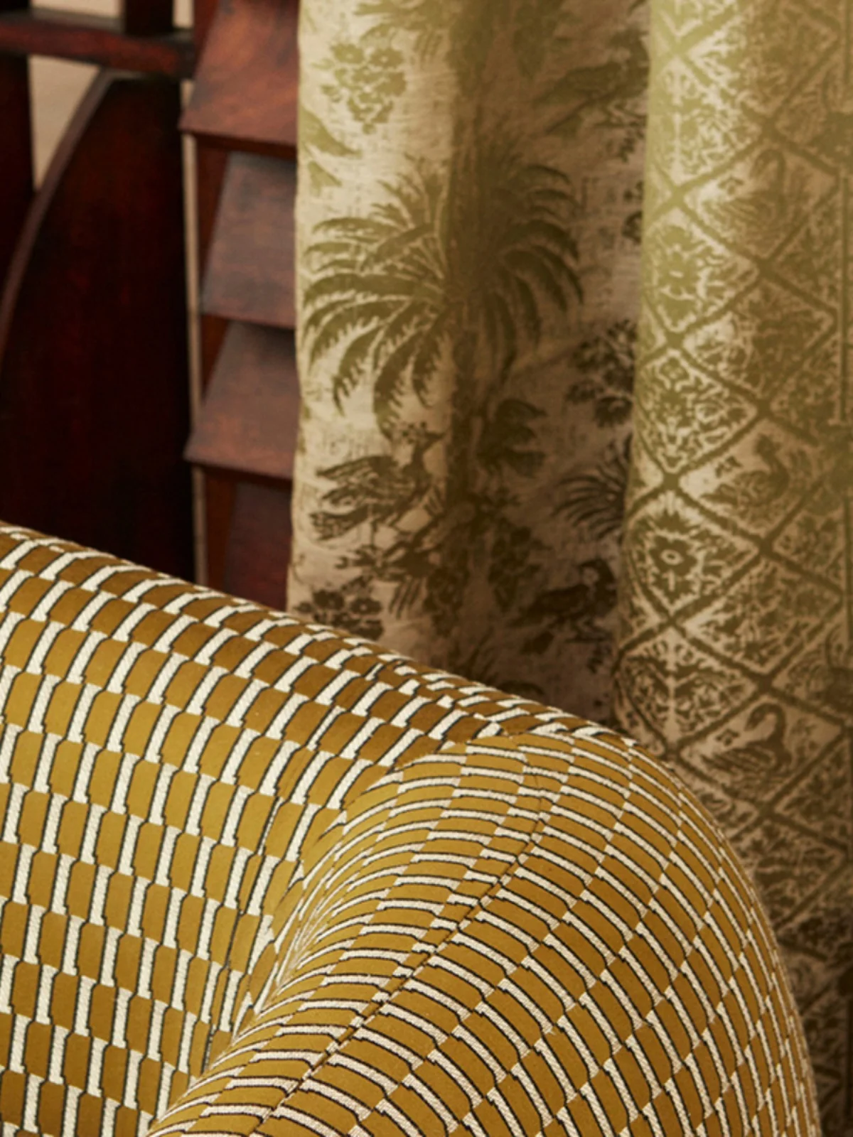 

Ткань для штор Nobi xandria: современный американский стиль, пальмы, цветочные узоры, хлопок, декоративная полузаглушка для окон