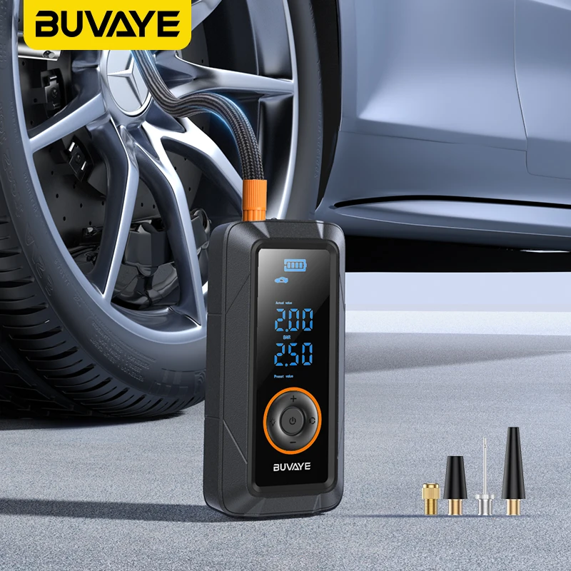 BUVAYE Car Air Compressor Wireless Portable 150PSI Air Pump Car Power Bank 12V Tire Inflator For Moto Bike Car Tyre Balls