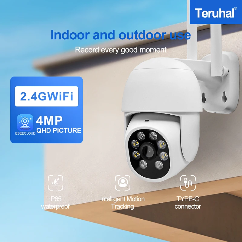 

4MP Wifi IP Outdoor Wireless Security Surveillance PTZ Camera 4X Zoom Cameras AI Human Tracking Two-way Audio HD Night Color Cam