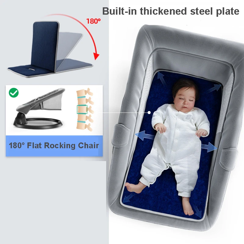 Baby rocking chair bluetooth music newborn electric rocking chair cradle bed sleeping comfort reclining chair