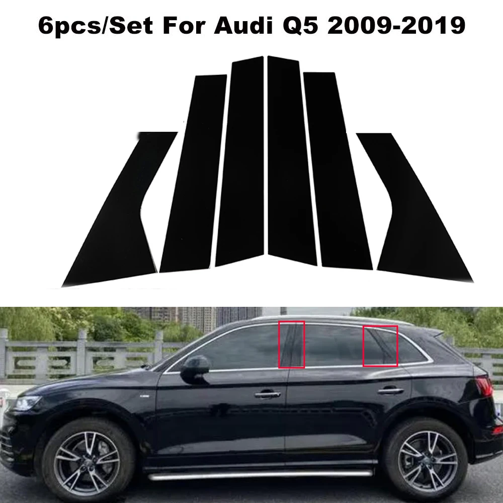 

6Pcs/Set Carbon Fiber Black Window B C Pillars Auto Stickers Trim Covers For Audi Q5 2009-2019 External Car Accessories