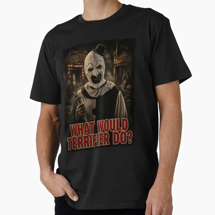 Retro Horror Movie Terrifier Art The Clown Killer Scary Halloween Gift T Shirt 0802 Short Sleeve Graphic clothes All size tops