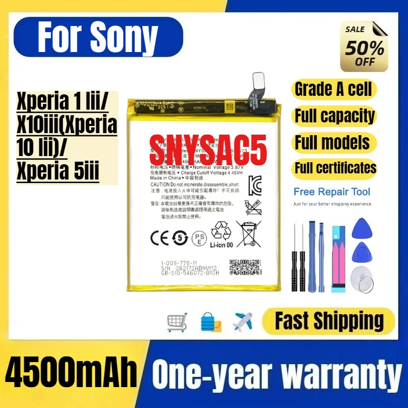 SNYSAC5 for Sony for Xperia 1 Iii/X10iii(Xperia 10 Iii)/Xperia 5iii Mobile Phone Battery  Replacement Bateria Grade A Cell