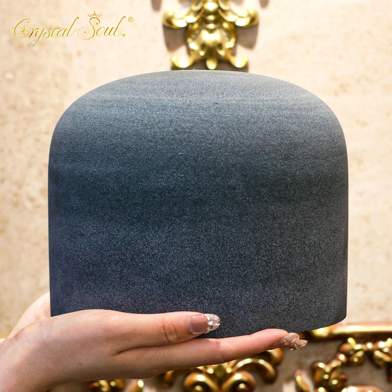 CrystalSoul 432Hz High quality ore peacock green crystal stone frosted crystal singing bowl with accessories