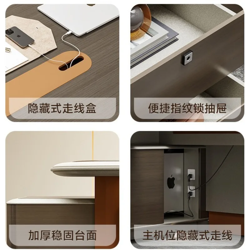 High-end boss desk, general manager's office, light luxury president's desk, modern office furniture, table and chair combinatio
