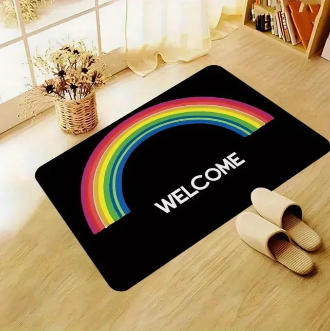 Modern Welcome Carpet Rainbow Anti Slip Sole Suitable For Front Door Living Room Kitchen Decoration Housewarming Gift Carpets