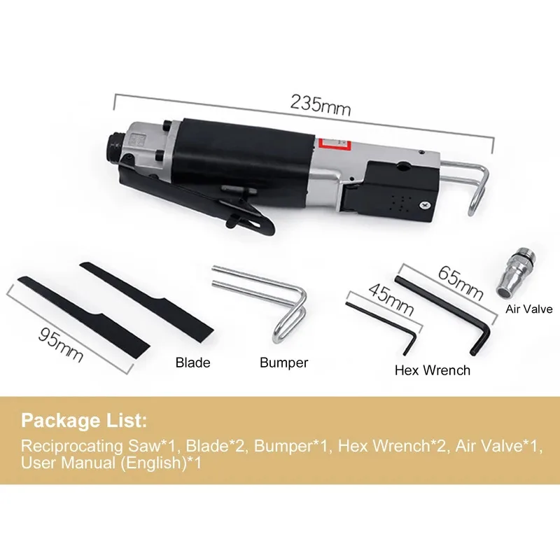 Pneumatic Air Reciprocating Saw Straight Scroll Cut Air Body Saw Aluminum Alloy Hacksaw Cutting Tool Car Sheet Metal Cutting Saw