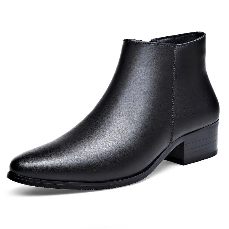 Formal Leather Chelsea Boots Men Elegant Autumn and Winter Shoes for Men Dress Ankle Boots Leisure Business Male Oxfords B283