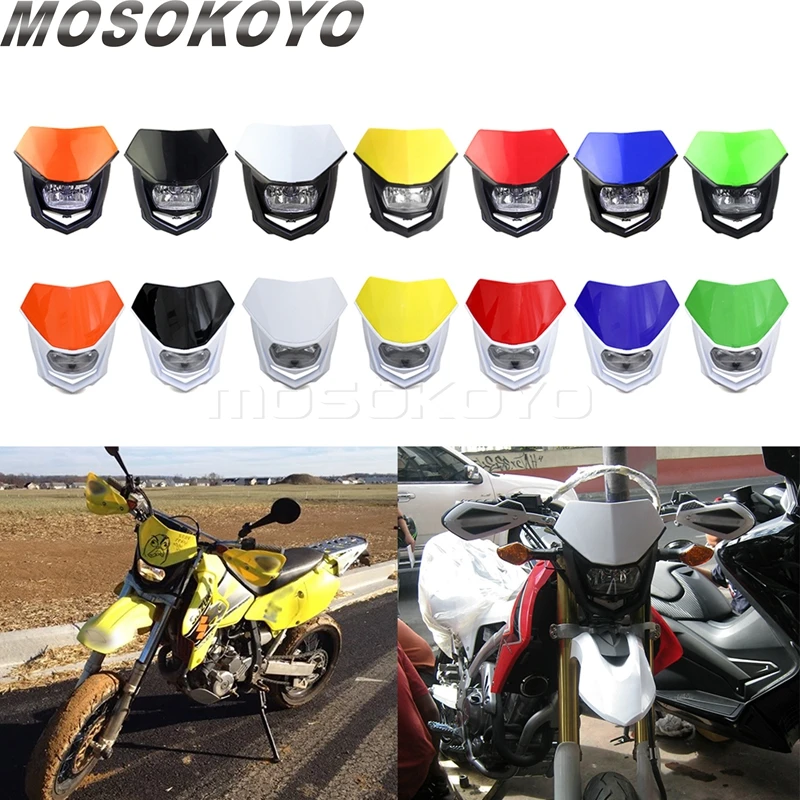 Motorcycles Dirt Bike Dual Sport Enduro Motocross Headlight Fairing for Suzuki Kawasaki Honda Yamaha YZ XT WR TTR Headlamp 12V