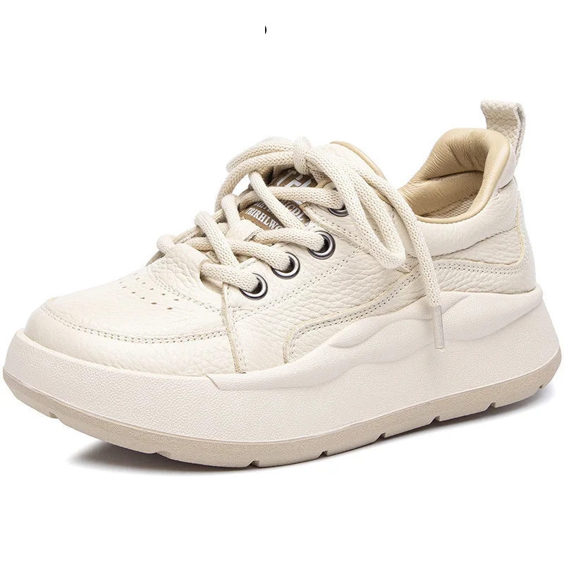 Fujin 4 cm Sneaker Donna Autunno Estate Mocassino Scarpe primaverili di alta marca Mucca Vera pelle Primavera Vulcanizzata Piattaforma Autunno