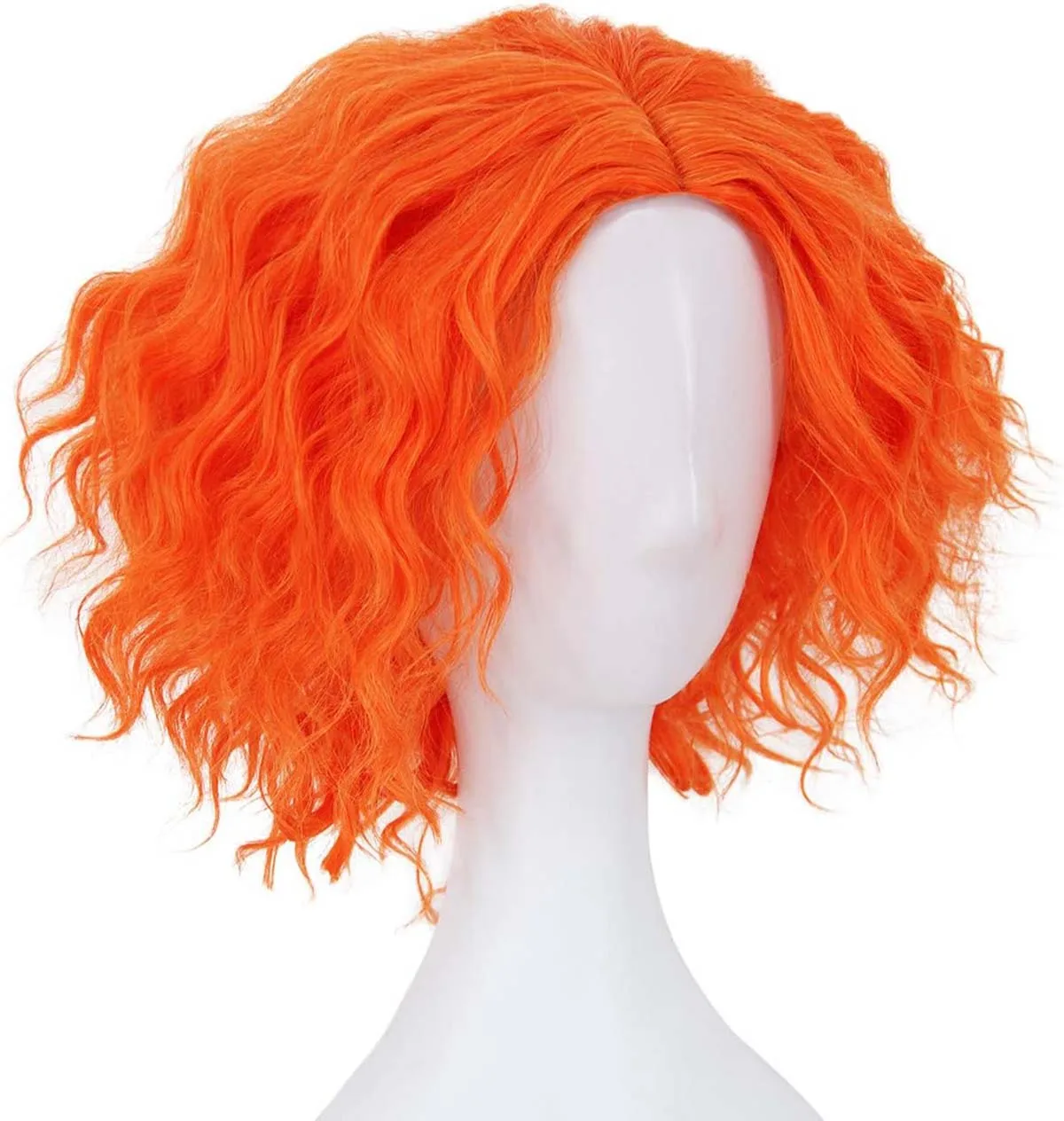 Men Anime Cosplay Mad Hatter Orange Short Curly Fluffy Wig