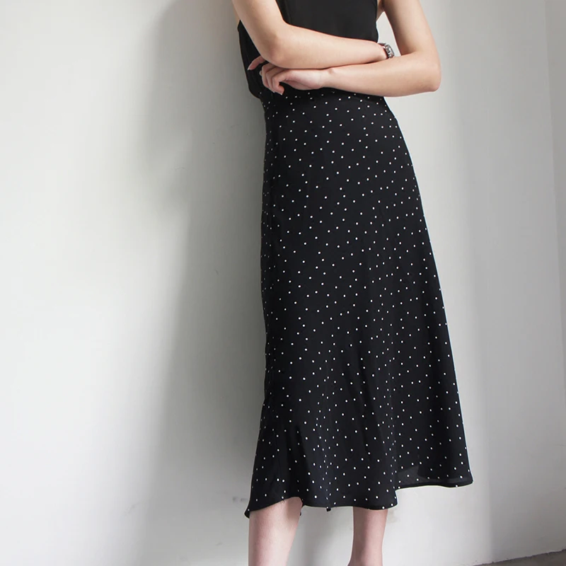 

Romantic Polka Dot High Waist A-Line Skirt Ele Slimming Chic Polyester Fiber Ci Commute Casual Sle Ladies' Skirt