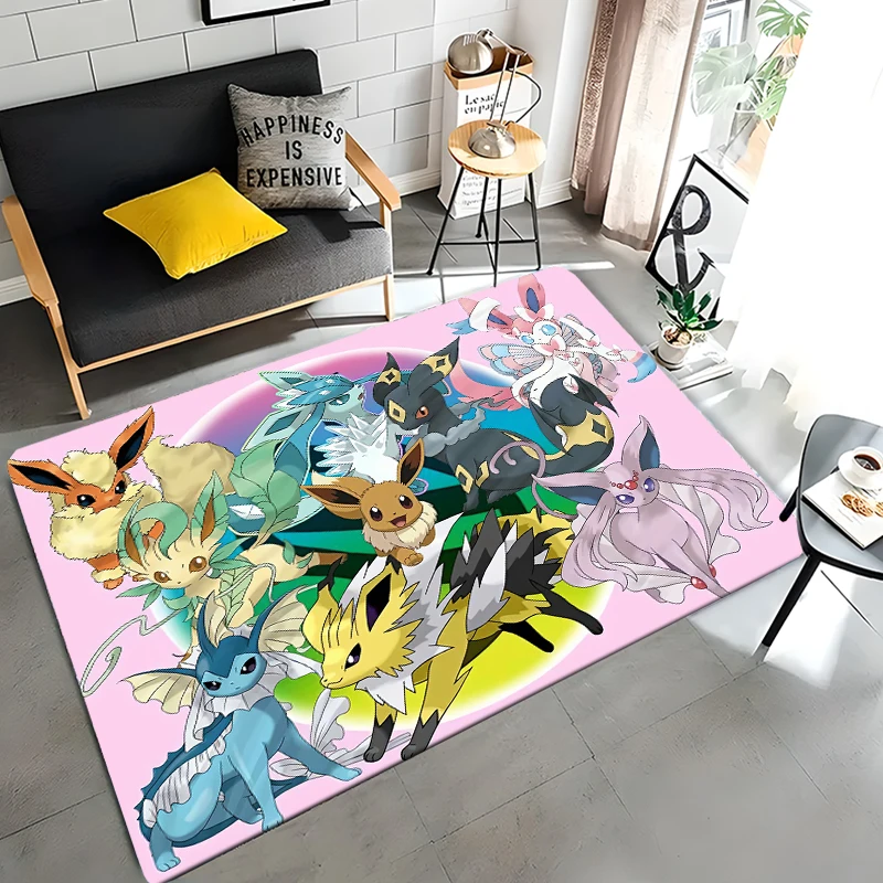 Japanese Anime Pokemon Pikachu Eevee Large Area Rug 3D Carpet Home for Living Room Kids Bedroom Sofa Doormat Children Floor Mats