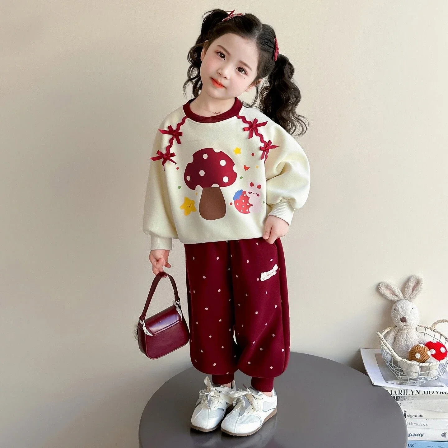 2026 Spring Toddler Girl Casual Hoodie Set Kids Sweatshirt Jogger Pants 2Pcs Outfit