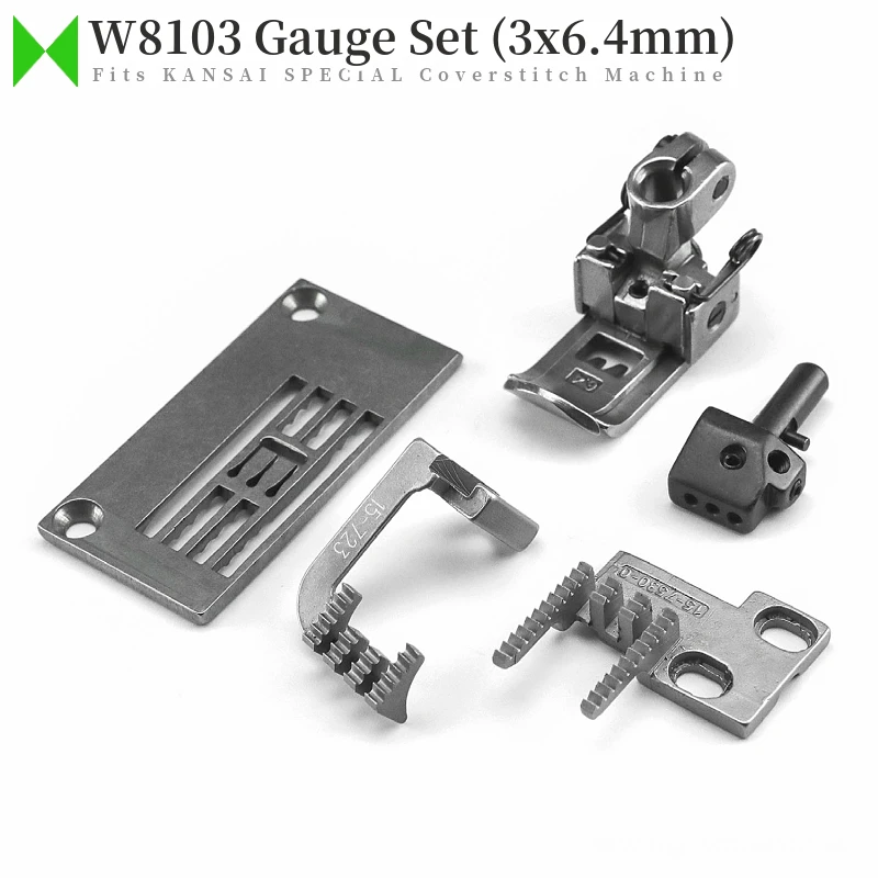 3x6.4mm Gauge Set Fits KANSAI SPECIAL W8103 Coverstitch Interlock Sewing Machines 14-8640, 15-723+15-753, 17-8190-1, 12-8020-1