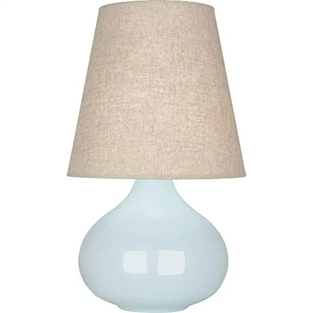 June Baby Blue Ceramic Table Lamp with Buff Linen Shade 23.5