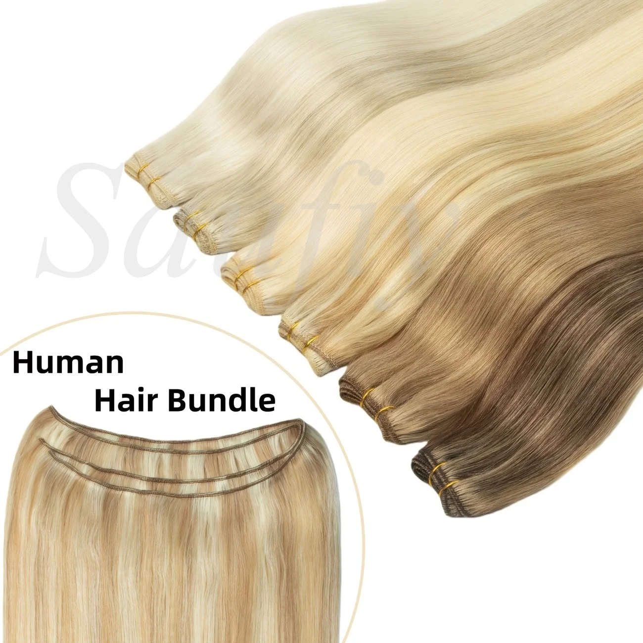 Straight Hair Weft Human Hair Weaves Bundles Sewing In Weft Extensions Natural Blonde Brown Double Drawn Weft for Women 50g