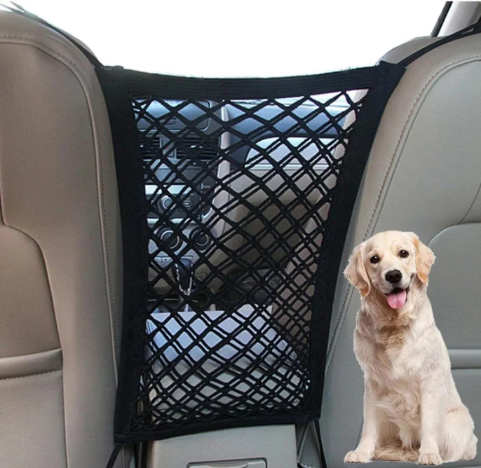 Stretchable Car Seat Isolation Mesh Net, Car Storage Bag Between Seats, Pet & Kids Safety Barrier for Vehicle Interior