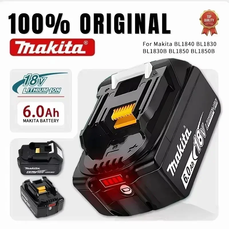 Image of 100% Original Makita 18V Akku 6,0 Ah Wiederaufladbares Elektrowerkzeug Makita 18V Akku, Austauschbarer LED-Lithium-Ionen-Akku, BL1860B