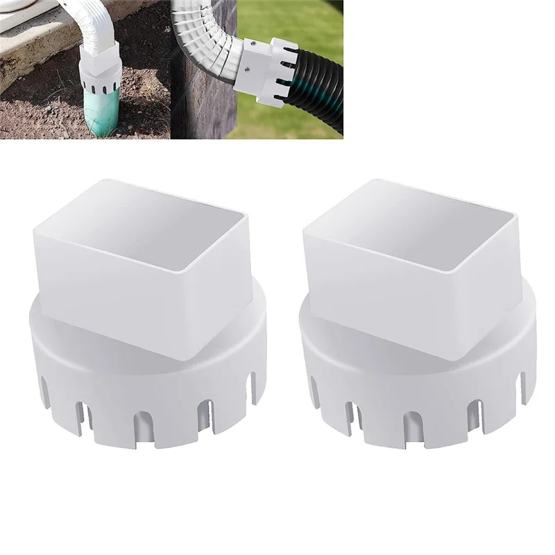 Downspout Adaptor to Drain Pipe, Roof Rain Gutter Downspout Extensions Universal, Downspout Extender, (2 x 3Inch, White)