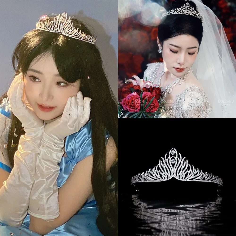 

Himstory блестящие циркониевые диадемы в форме огня, свадебная корона для волос, высокое качество, свадебные аксессуары для волос, повязка на голову, ювелирные изделия