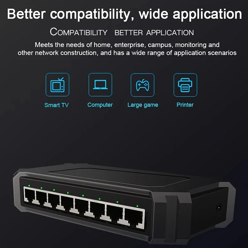 Imagem -03 - Automático Completo 1g Portas Gigabit Switch Ethernet Switch Lan Rj45 Hub Rede Switch Gigabit Adaptador 1000mbps Jogo Internet Switcher