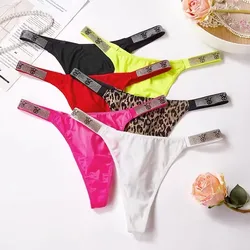 Sexy Pink Panties Lingerie Cotton Female Seamless Thong Underwear Low Rise Women Bikini Bra Rhinestone Letter Comfort Briefs