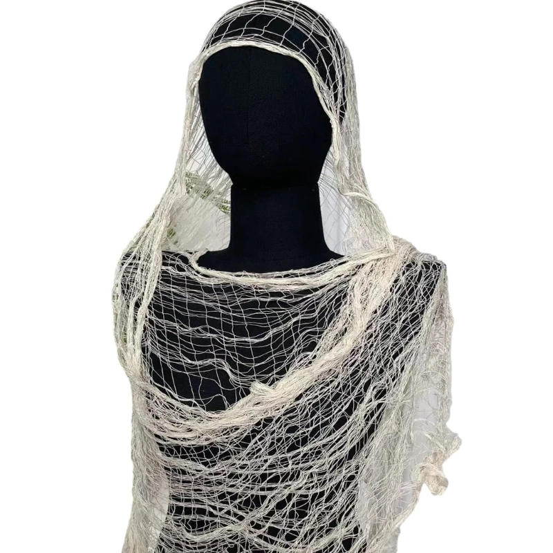 Netted Shawl Elegant Ripped Scarf Shoulder Wrap for Youth and Women Photo Props HXBA