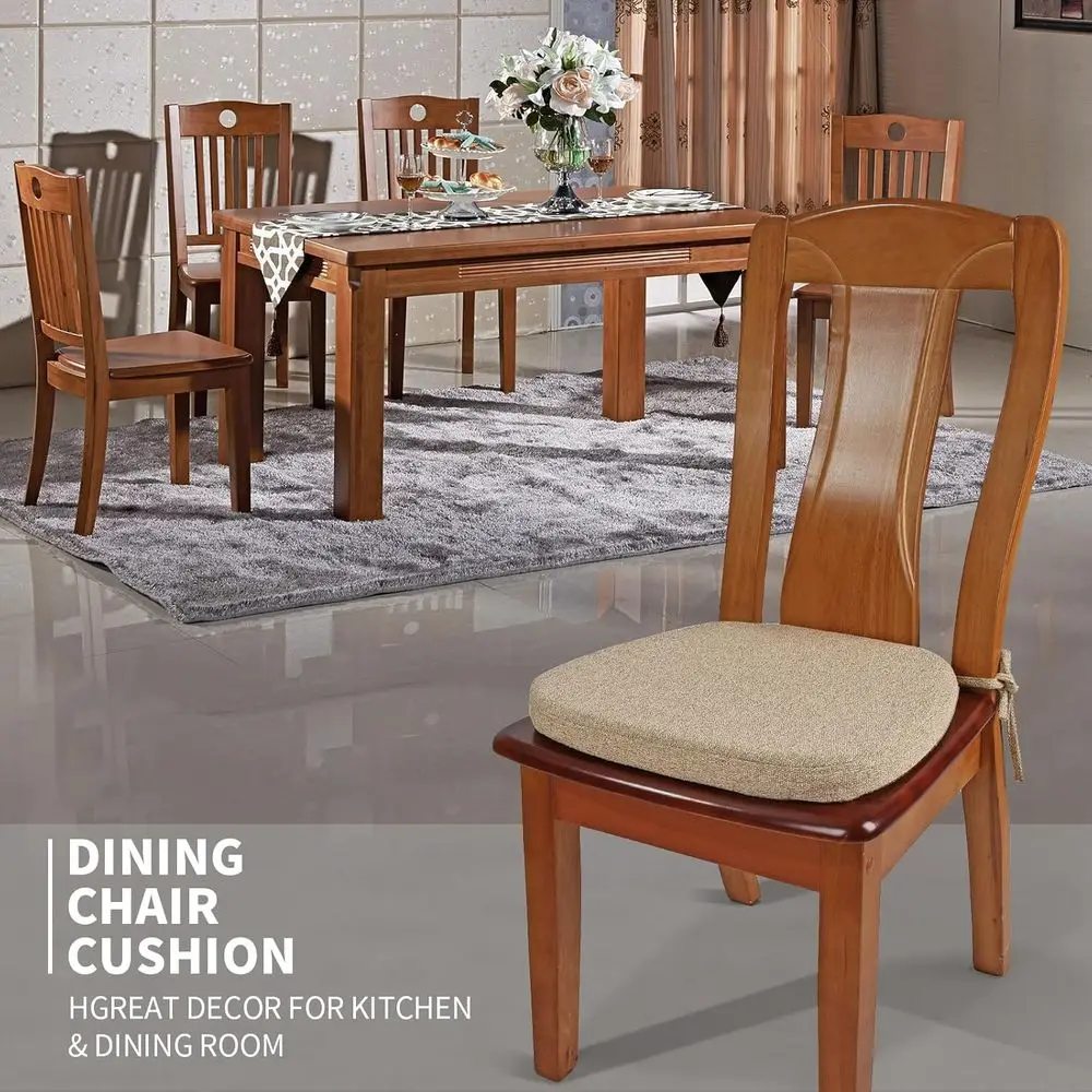 Set di 6 cuscini per sedie in memory foam a forma di U in lino per sala da pranzo, 16 cuscini per sedili da cucina antiscivolo