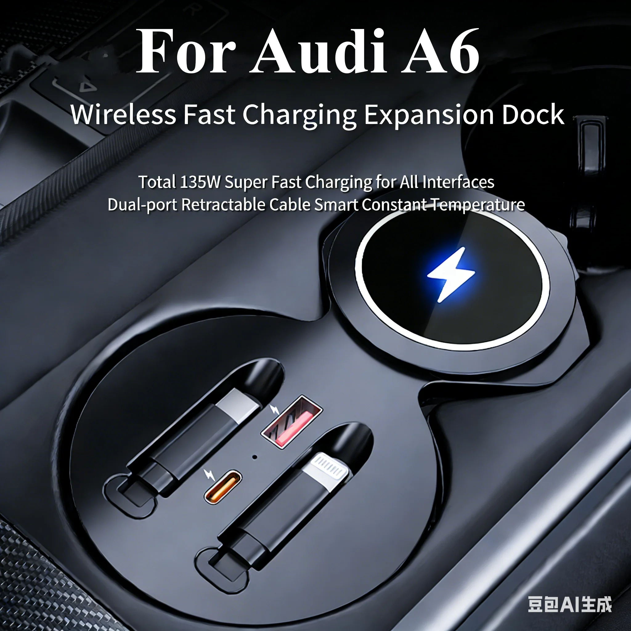 

2019-2025 For Audi A6 C8 A7 Car Fast Charger Docking Station 135W Cigarette Lighter Splitter USB Converter
