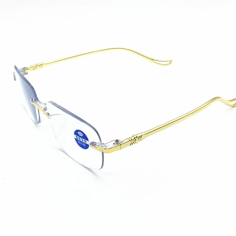 Hochwertige Presbyope Anti-Blaulicht HD Presbyopie Brille rahmenlose ultraleichte Lupe Lesebrille für Frauen