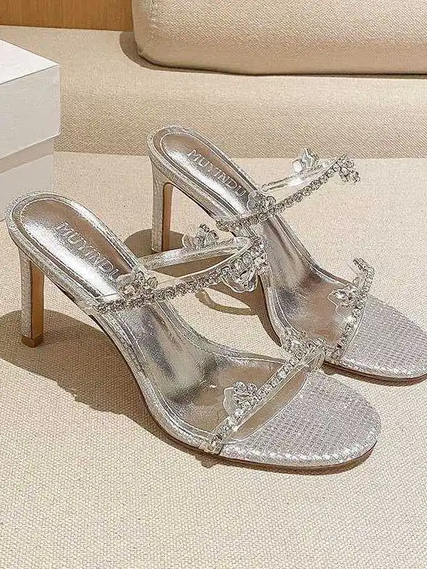 Elegantes Sandalias de Tacón de Aguja con Pedrería L89, Sandalias de Verano Modernas para Mujer, Tacones Altos con Punta Redo...