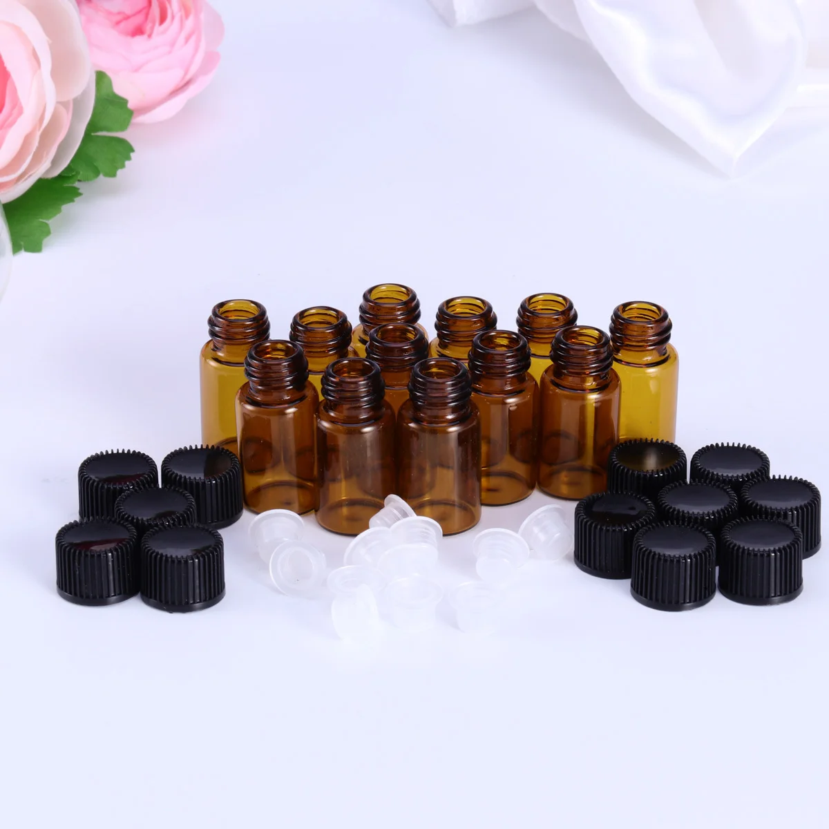 

12 PC Essential Oil Bottle Fragrance Sample Bottles Lab Amber Vial Liquid Droppers Essentials Empty Travel