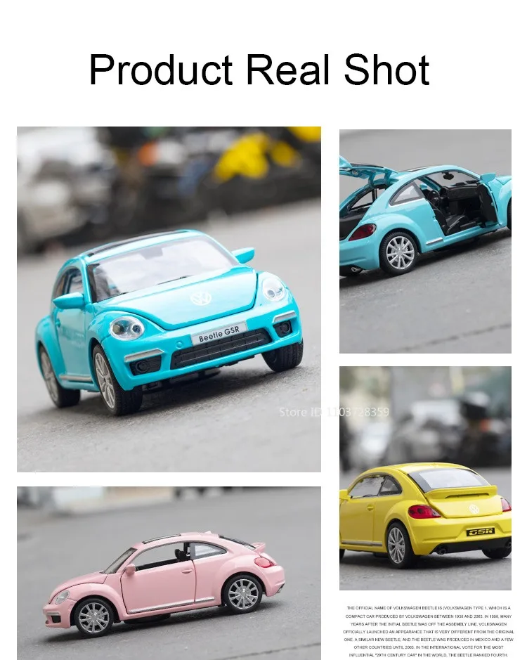 1:32 Käfer GSR CC Modell Spielzeugautos Legierung Druckguss Miniaturfahrzeuge Sound Licht Türen geöffnet zurückziehen Ornament für Kindergeschenke – Detail 6