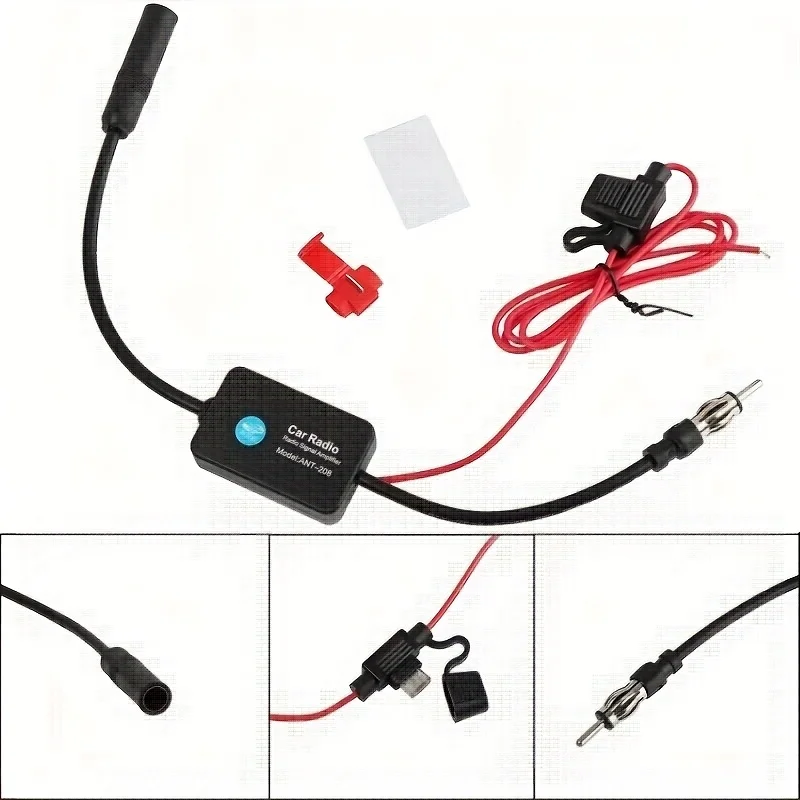 Car Stereo Antenna FM AM Aerial Splitter Cable Adapter,12V Radio Signal Amplifier Antenna Signal Booster FM/AM Car Accessory