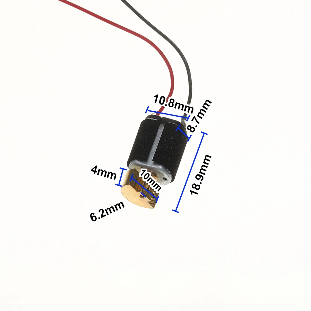 Mini M10 Copper Eccentric Wheel Vibration Motor with 75mm Long Wire DC 3V-6V Small Vibration Motor Toy Model