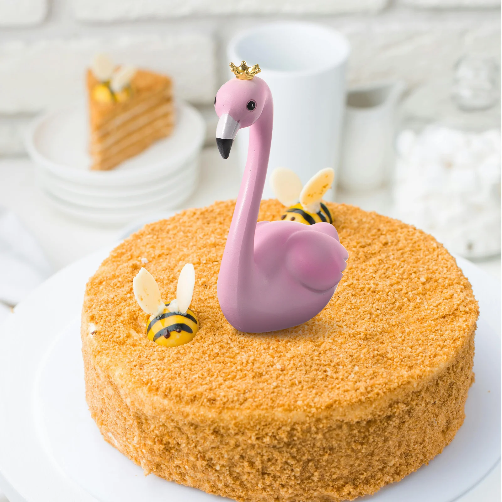 

Flamingo Cake Ornament Resin Decorative Beautiful Make Your Cake Stand Out Memorable Photography Prop Flamingo Decor