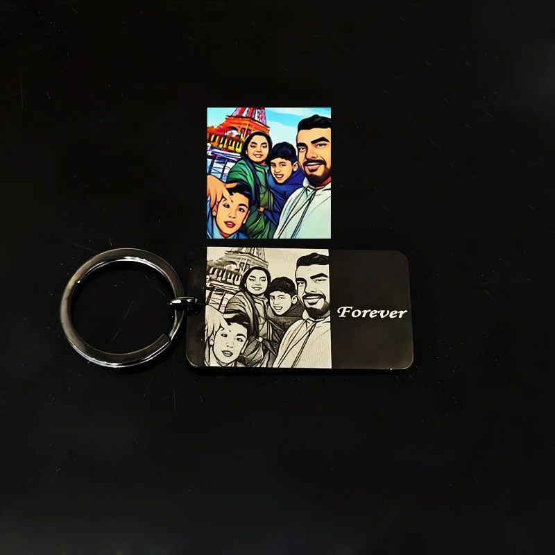 

Custom Family Photo Keychain Custom Portrait Nameplate Keychain Personalized 304 Stainless Steel Key Ring Memory Gift For Wife